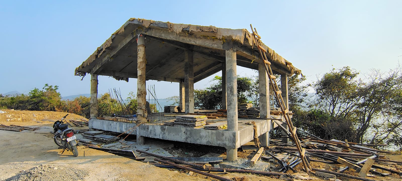 Ramappa project wide site view with buildings and hills