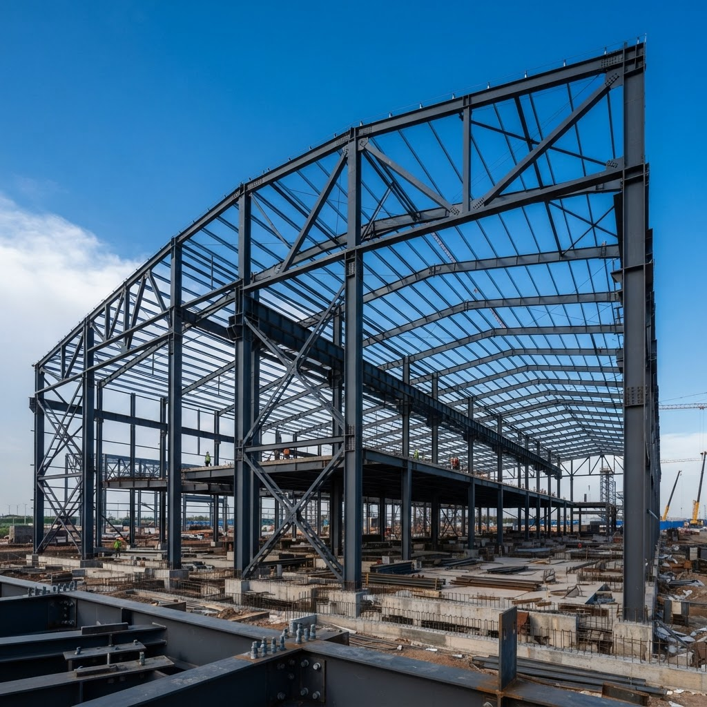 Industrial steel structural framework